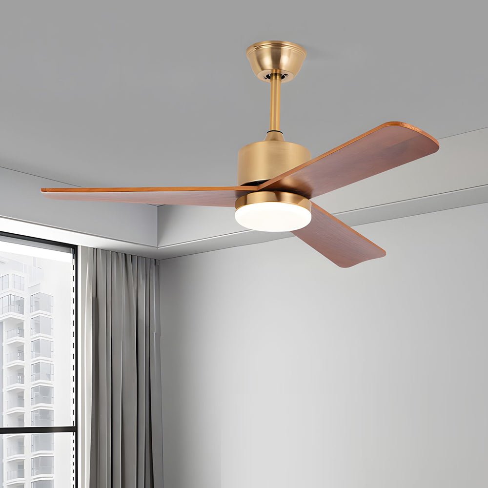 Modern Wood 3-Blade LED Ceiling Fan Light with Remote for Home Use