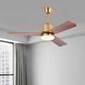 Modern Wood 3-Blade LED Ceiling Fan Light with Remote for Home Use