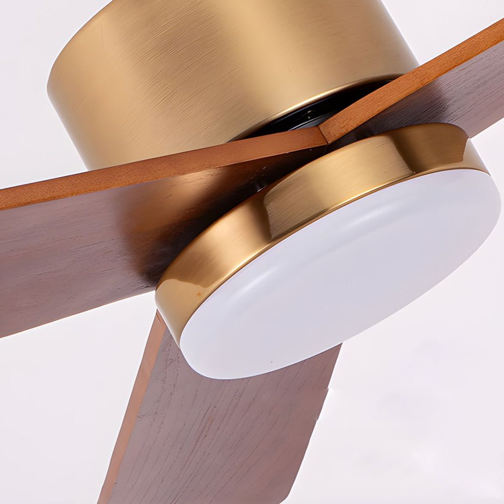 Modern Wood 3-Blade LED Ceiling Fan Light with Remote for Home Use