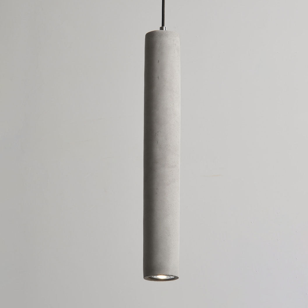 Rustic Gray Cement Cylindrical Pendant Light Fixture for Living Room