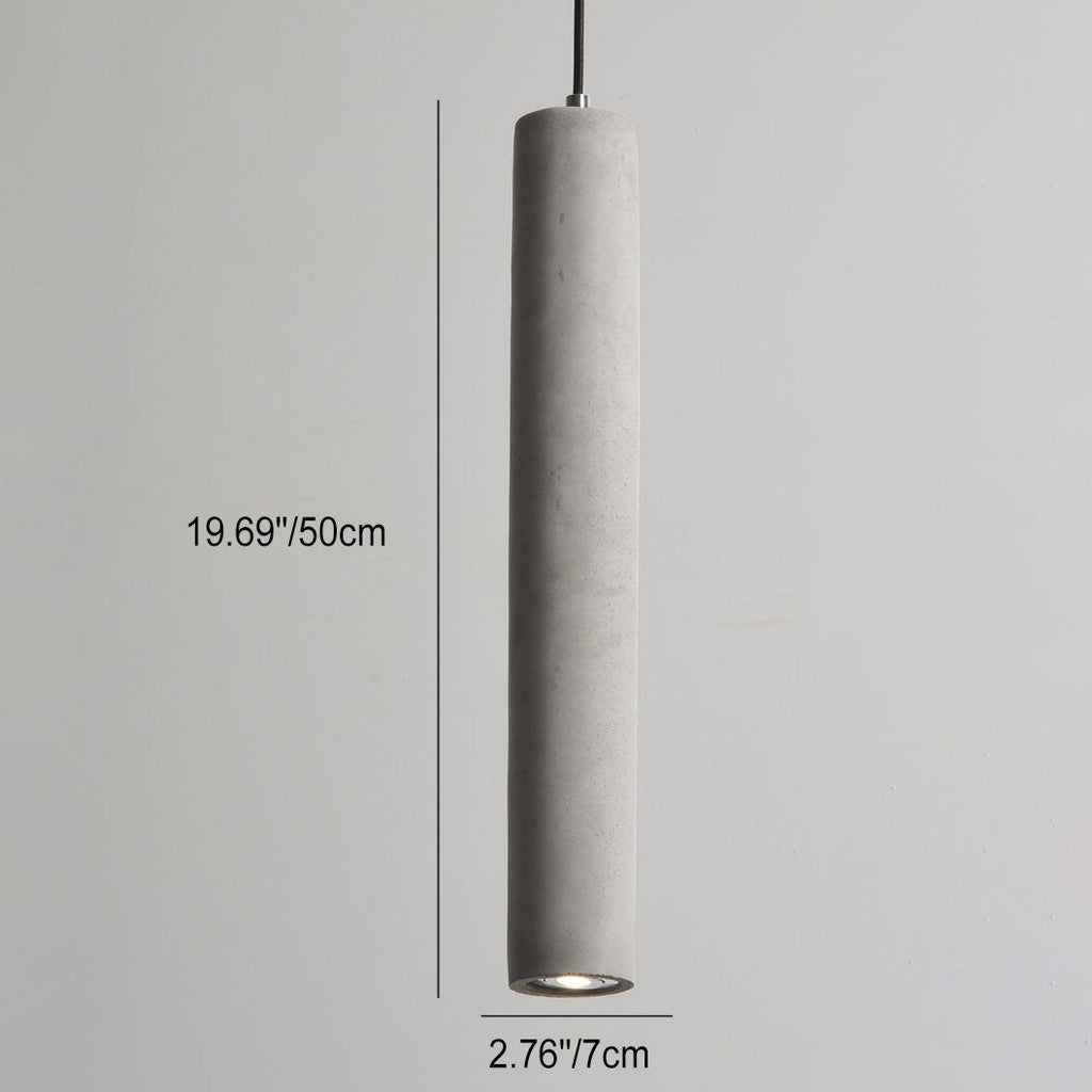 Rustic Gray Cement Cylindrical Pendant Light Fixture for Living Room