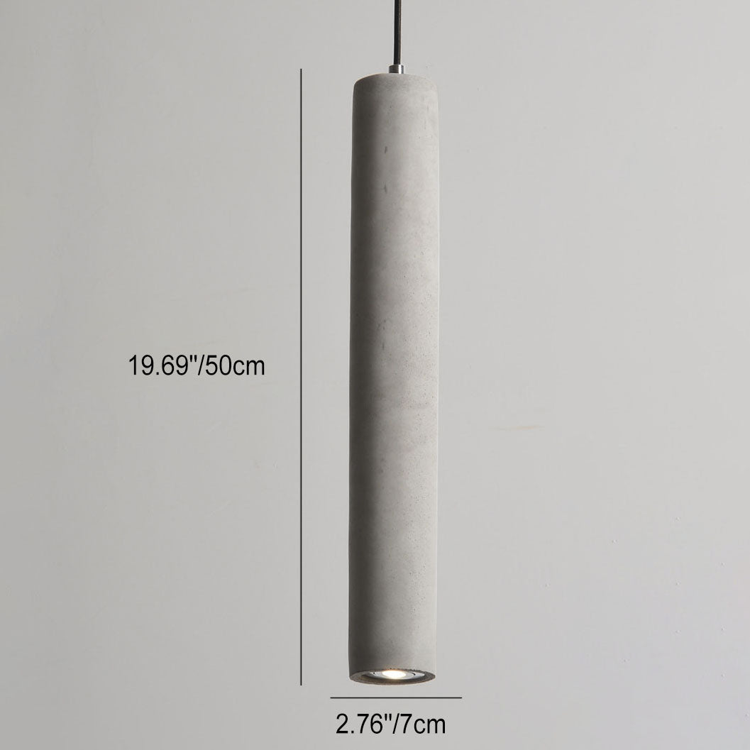 Rustic Gray Cement Cylindrical Pendant Light Fixture for Living Room