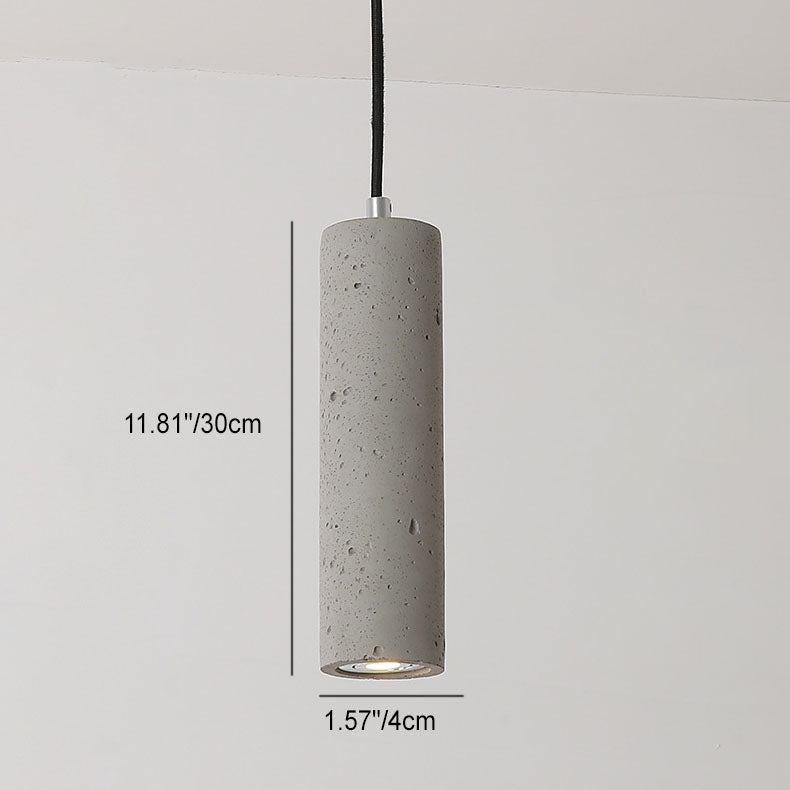 Rustic Gray Cement Cylindrical Pendant Light Fixture for Living Room