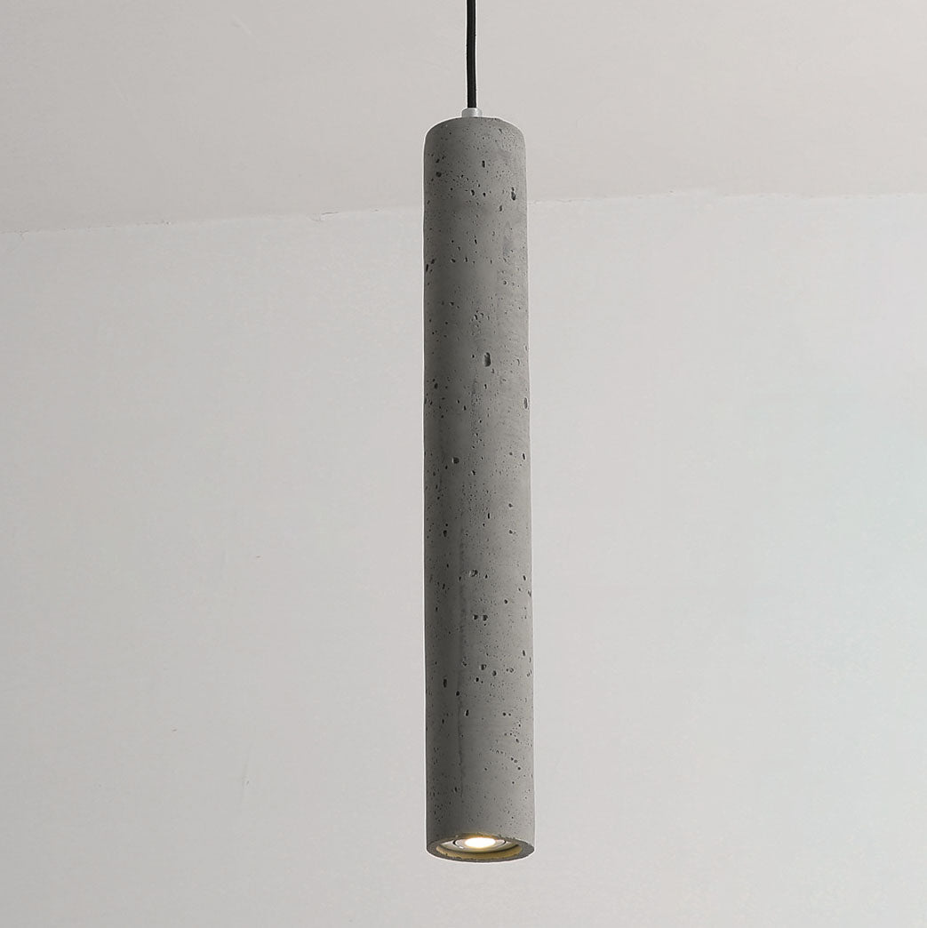 Rustic Gray Cement Cylindrical Pendant Light Fixture for Living Room