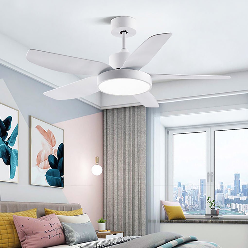 Modern 46-Inch LED Ceiling Fan with Remote - 6-Speed, 5 Reversible Blades, Ideal for Living Room