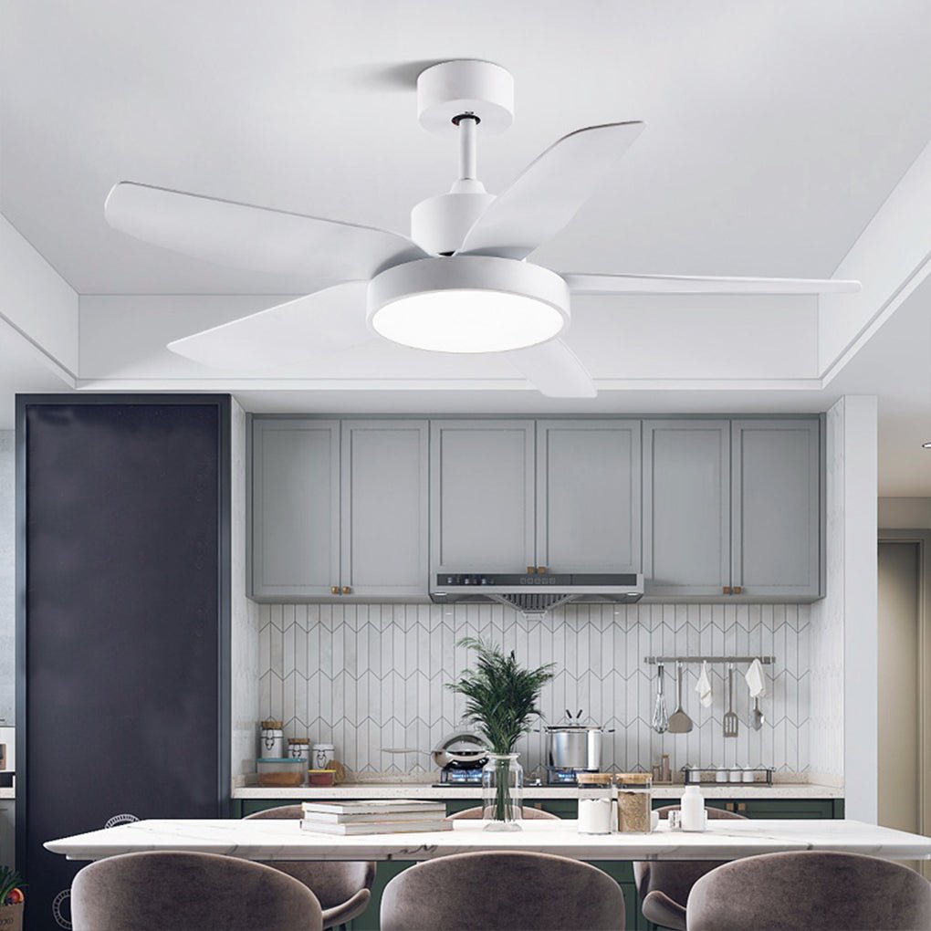Modern 46-Inch LED Ceiling Fan with Remote - 6-Speed, 5 Reversible Blades, Ideal for Living Room