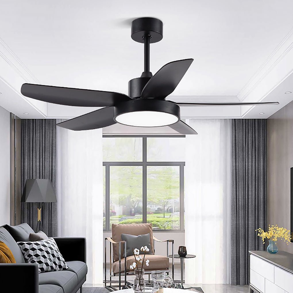 Modern 46-Inch LED Ceiling Fan with Remote - 6-Speed, 5 Reversible Blades, Ideal for Living Room