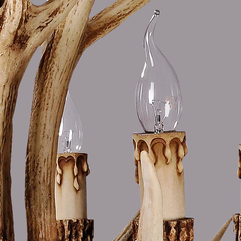 Rustic Industrial Antler Metal Resin 6-Light Chandelier for Living Room