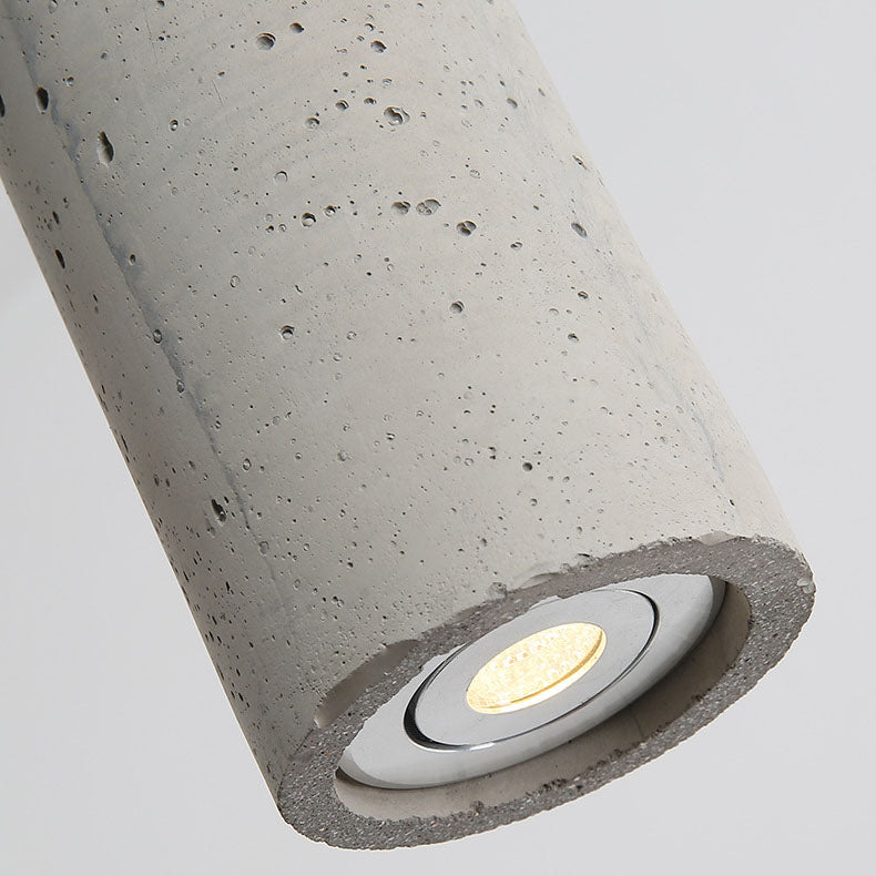 Rustic Gray Cement Cylindrical Pendant Light Fixture for Living Room