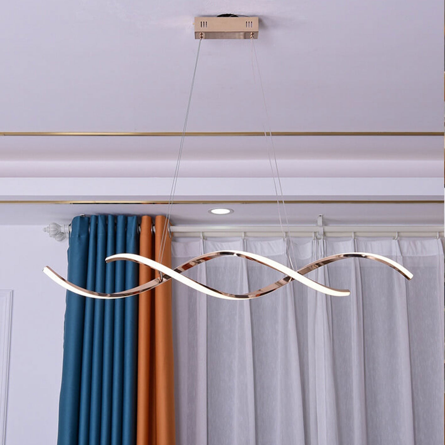 Sleek Modern Minimalist LED Chandelier Pendant Light for Kitchen Island
