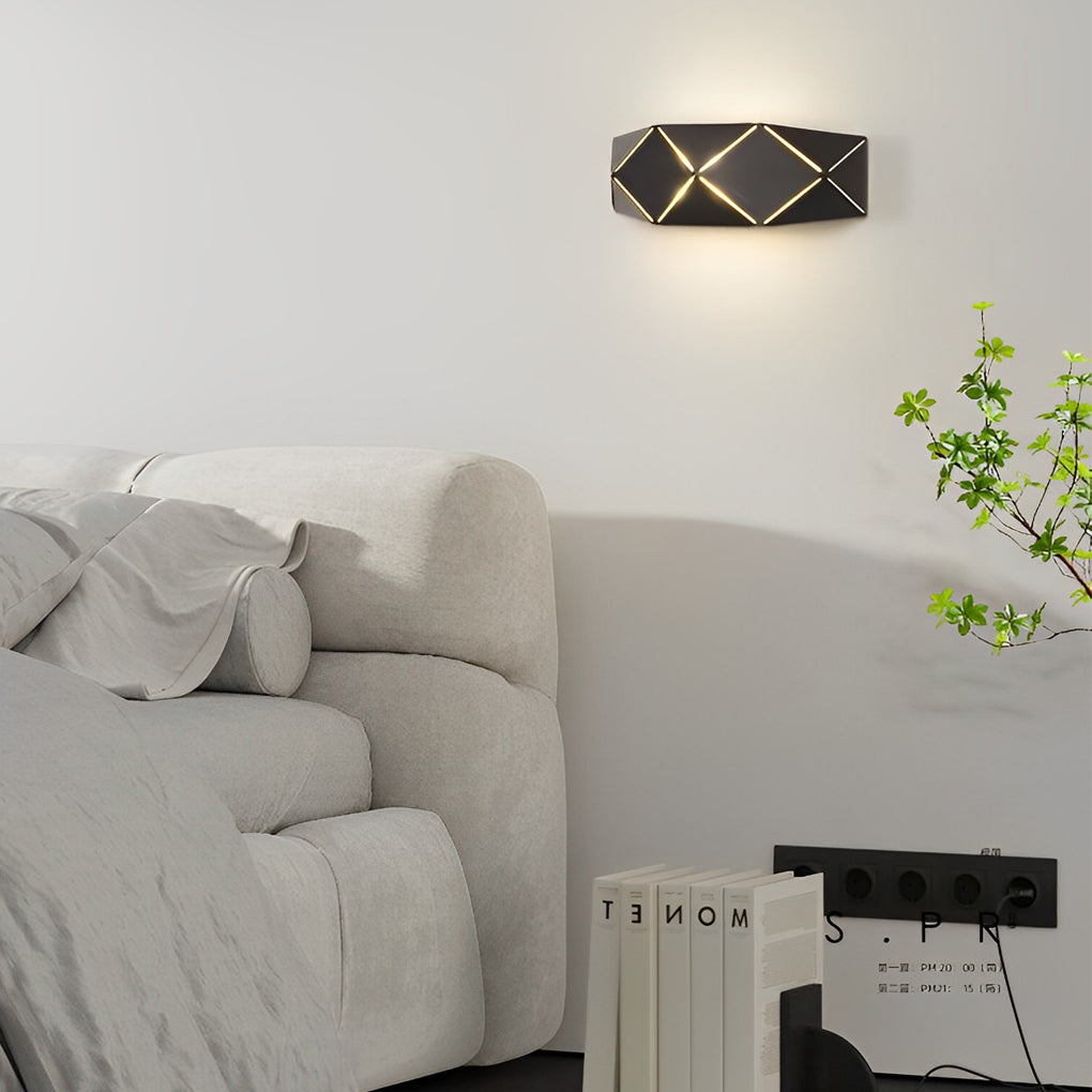 Modern Geometric Black Iron and Acrylic Wall Lamp for Living Room