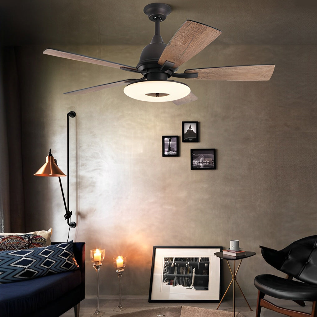Dimmable 5-Blade Nordic Style LED Ceiling Fan with Remote Control for Bedroom