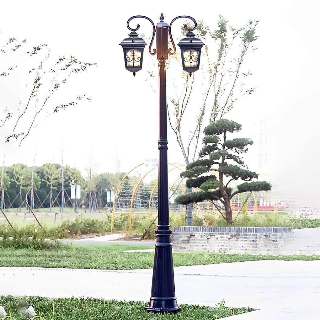 Vintage Black Metal Waterproof Lamp Post for Garden & Pathway Lighting