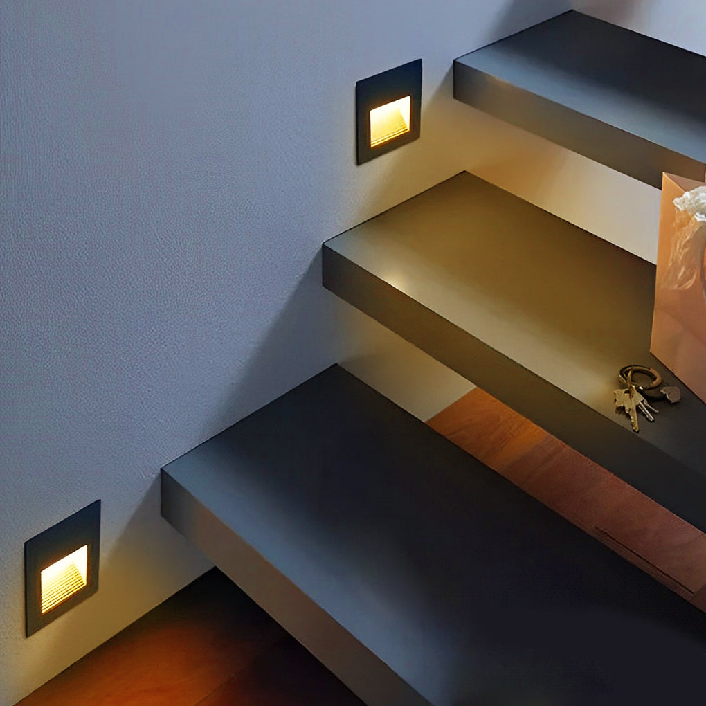 Sleek Aluminum Wall Recessed LED Step Lights - Modern Design for Hallways