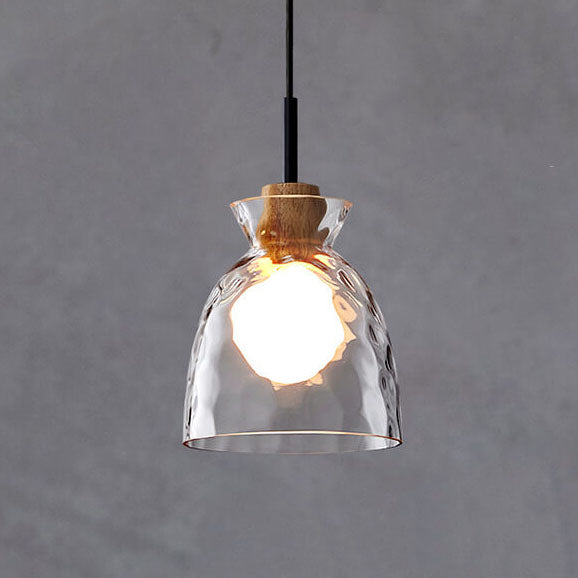 Scandinavian Clear Rippled Glass Pendant Light for Kitchen or Dining Room