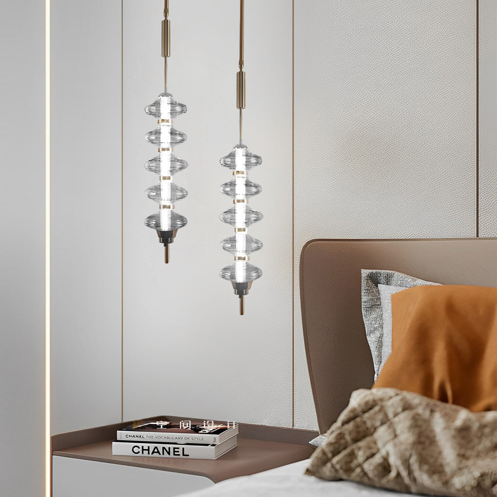 Minimalist Glass and Metal LED Gourd Chandelier for Dining Room Elegance