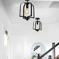Rustic Iron Cage Chandelier Light Fixture for Country Style Living Room