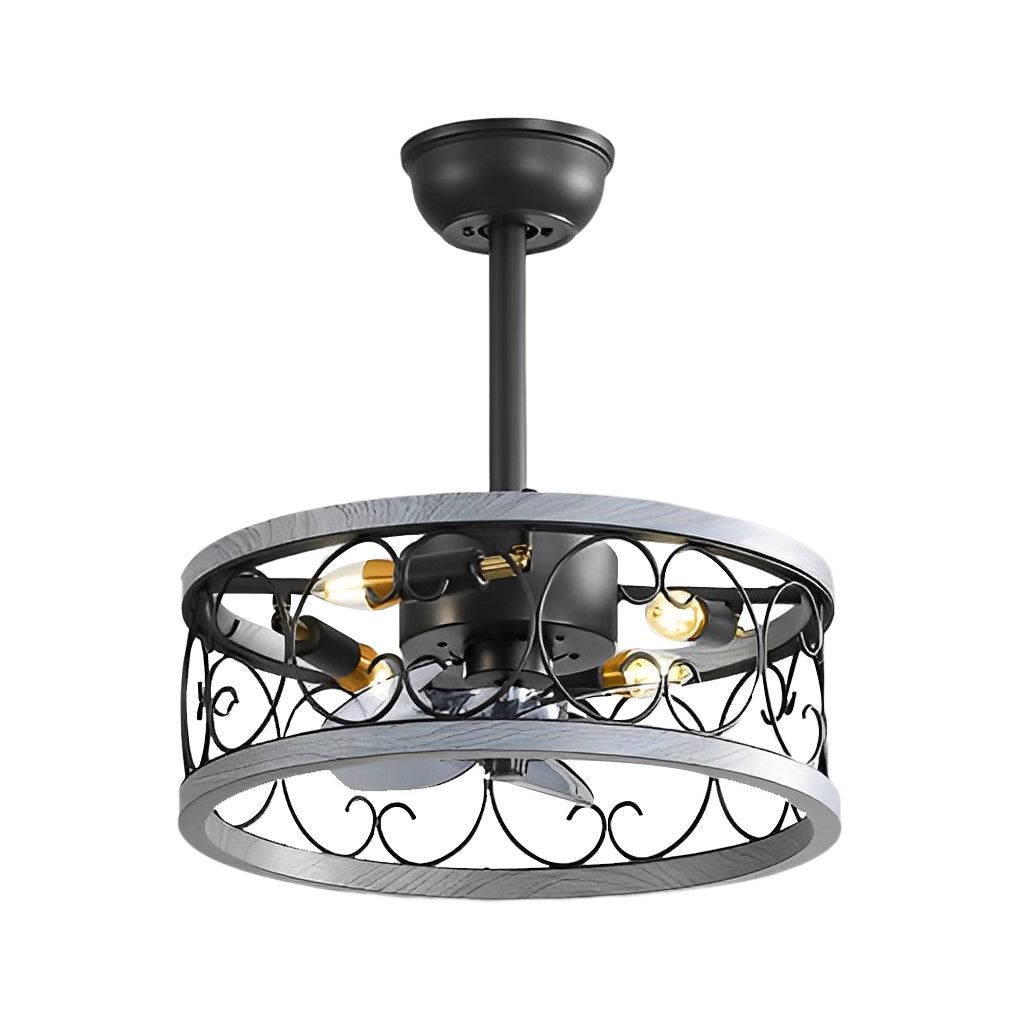 Vintage White Bladeless LED Ceiling Fan with Remote for Bedroom Comfort