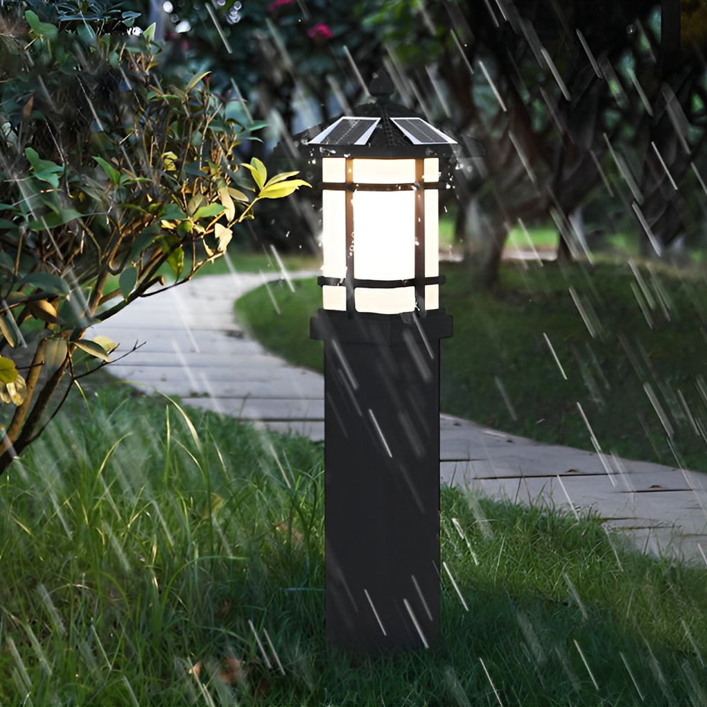 Vintage-Style Waterproof Solar LED Bollard Light for Outdoor Pathway