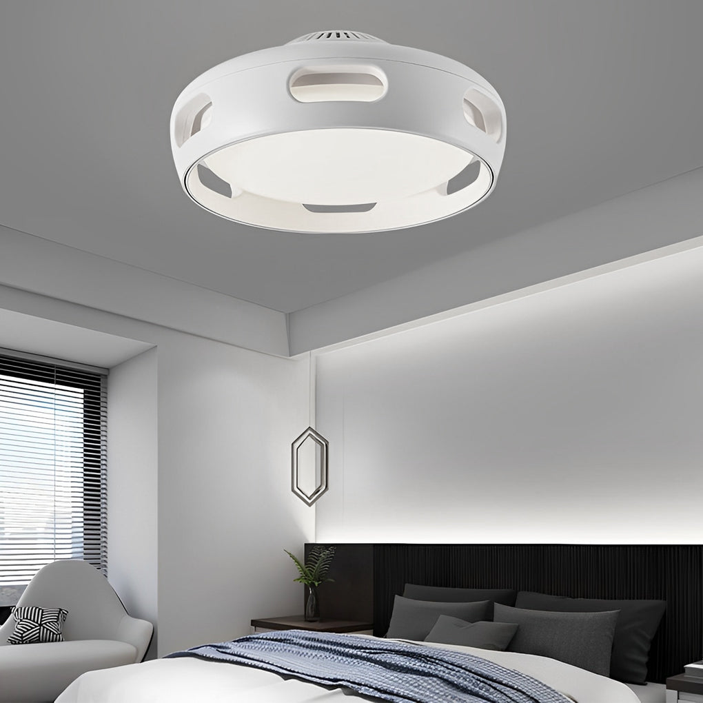 Contemporary White Bladeless Ceiling Fan with Stepless Dimming for Home