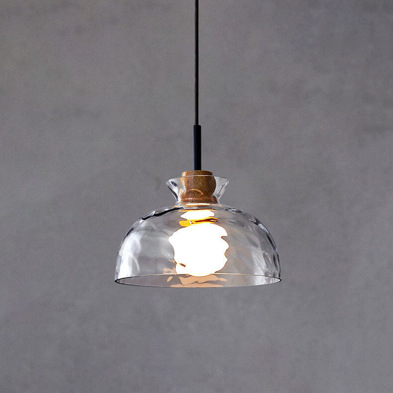 Scandinavian Clear Rippled Glass Pendant Light for Kitchen or Dining Room