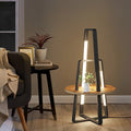 Stylish 63-Inch Black Metal LED Floor Lamp with Tray for Living Room