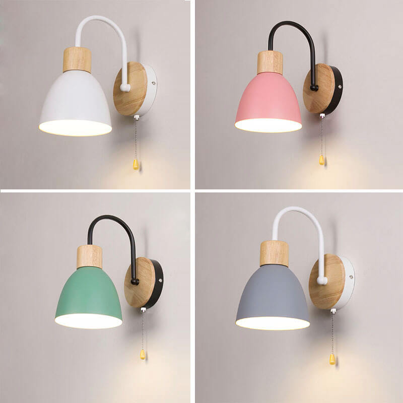 Elegant Nordic Style 1-Light Wall Sconce with Zipper Switch for Bedroom