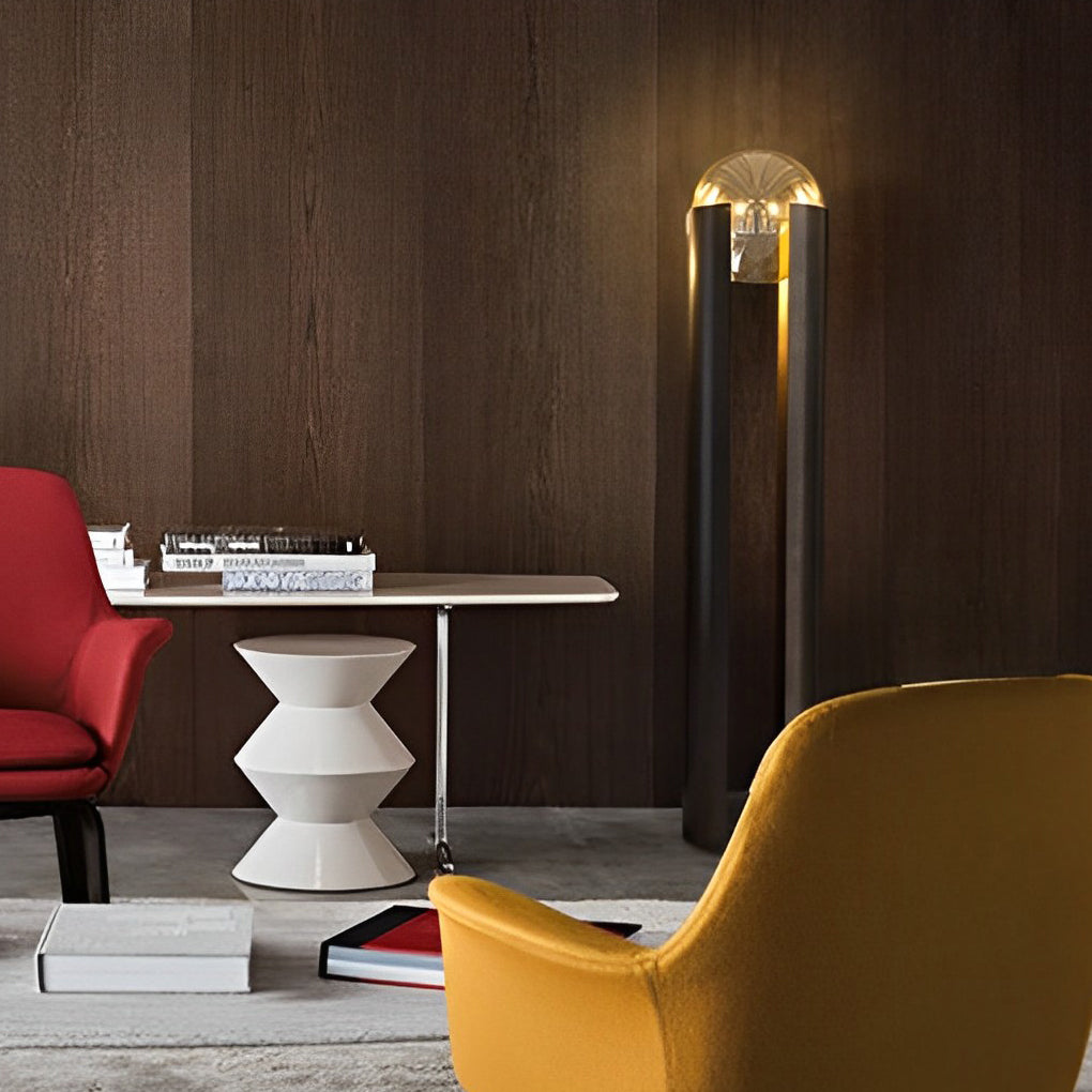 9.8-Inch Amber Glass Ball Shade & Black Softwing Floor Lamp for Living Room