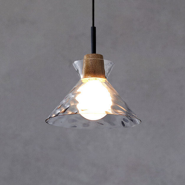 Scandinavian Clear Rippled Glass Pendant Light for Kitchen or Dining Room