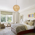 Modern Natural Basswood Hollowed Ball LED Chandelier for Home Decor