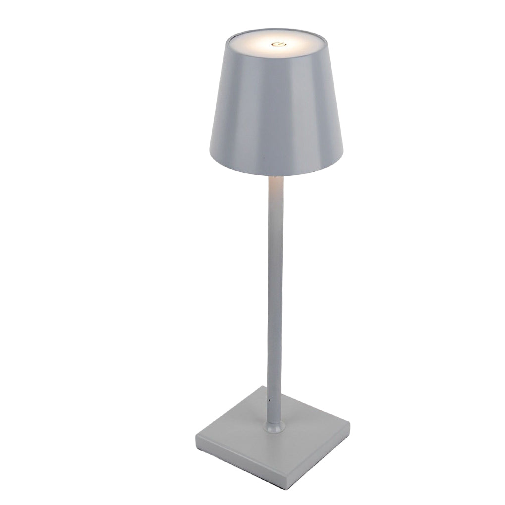 Stylish Aluminum Portable Rechargeable Touch-Control Table Lamp - Grey