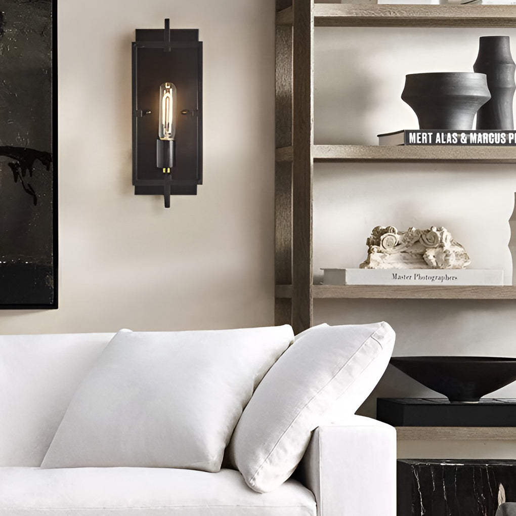 Rustic Metal Rectangular Wall Sconce for Industrial-Style Decor