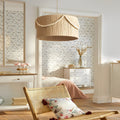 Boho Round Twine Rope Chandelier Pendant Light with Wood Beads & Tassels