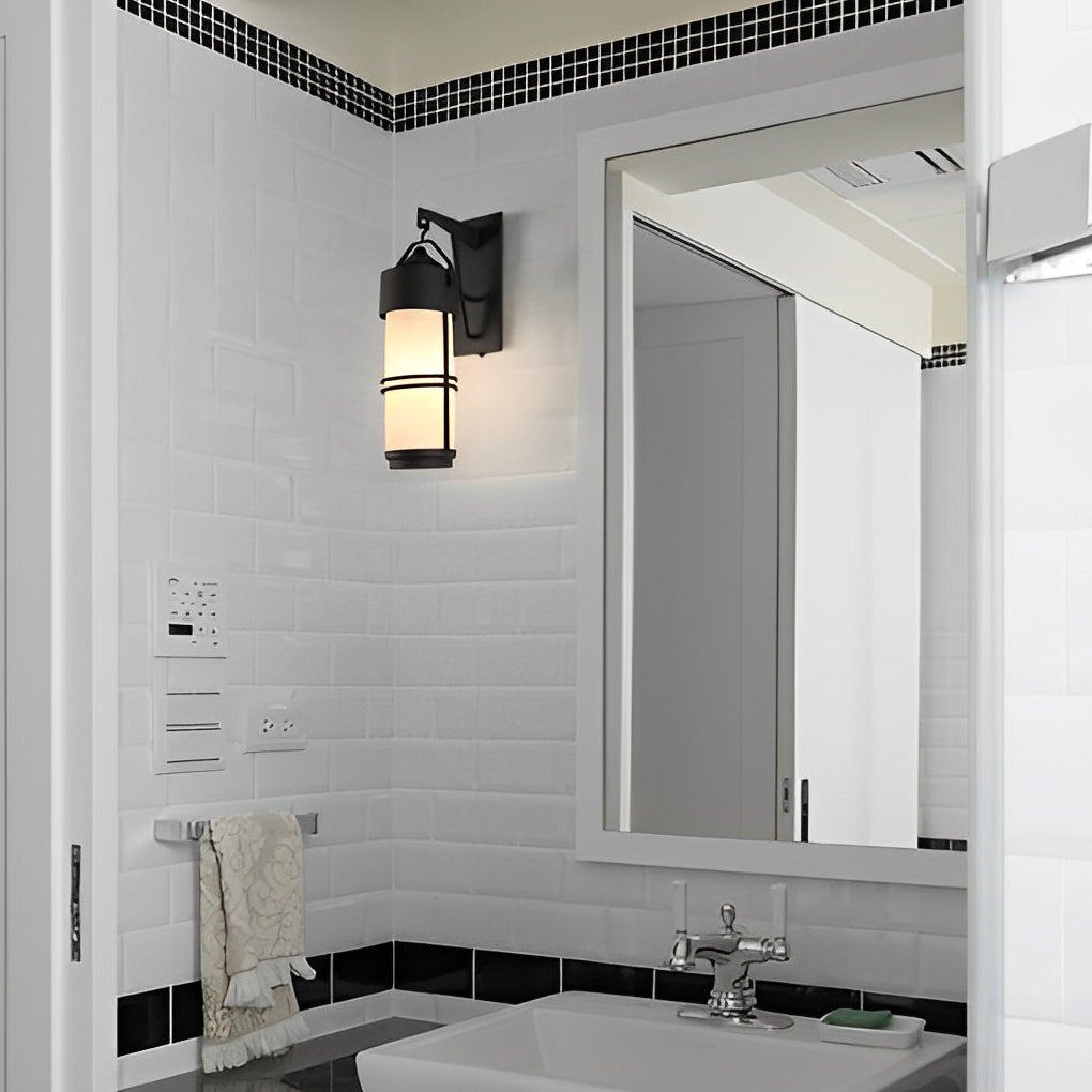 Rustic Black Waterproof American-Style Wall Lantern for Outdoor Use