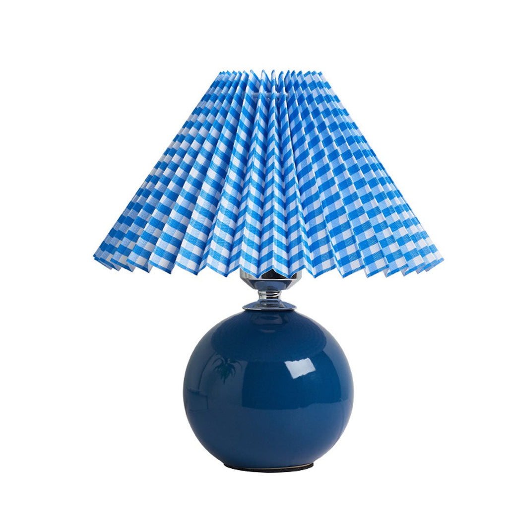 Nordic Minimalist White Ceramic Pleated Table Lamp for Bedroom Desk