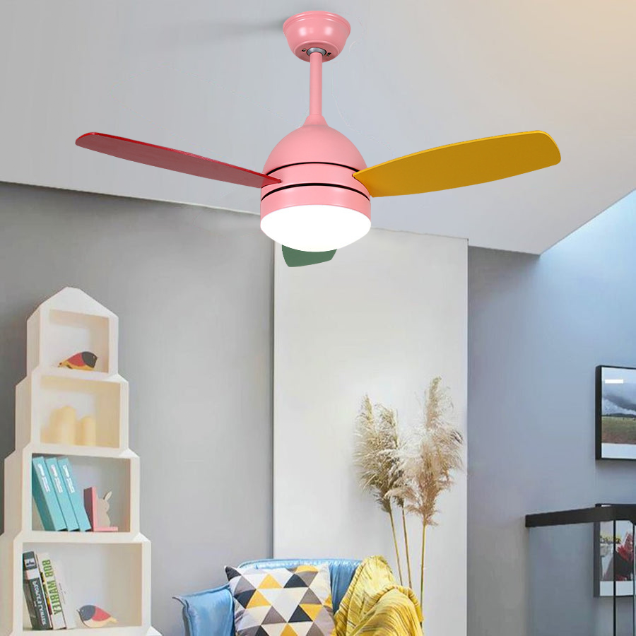 Ultra Silent 6-Gear Variable Frequency Kids Ceiling Fan in White Plastic