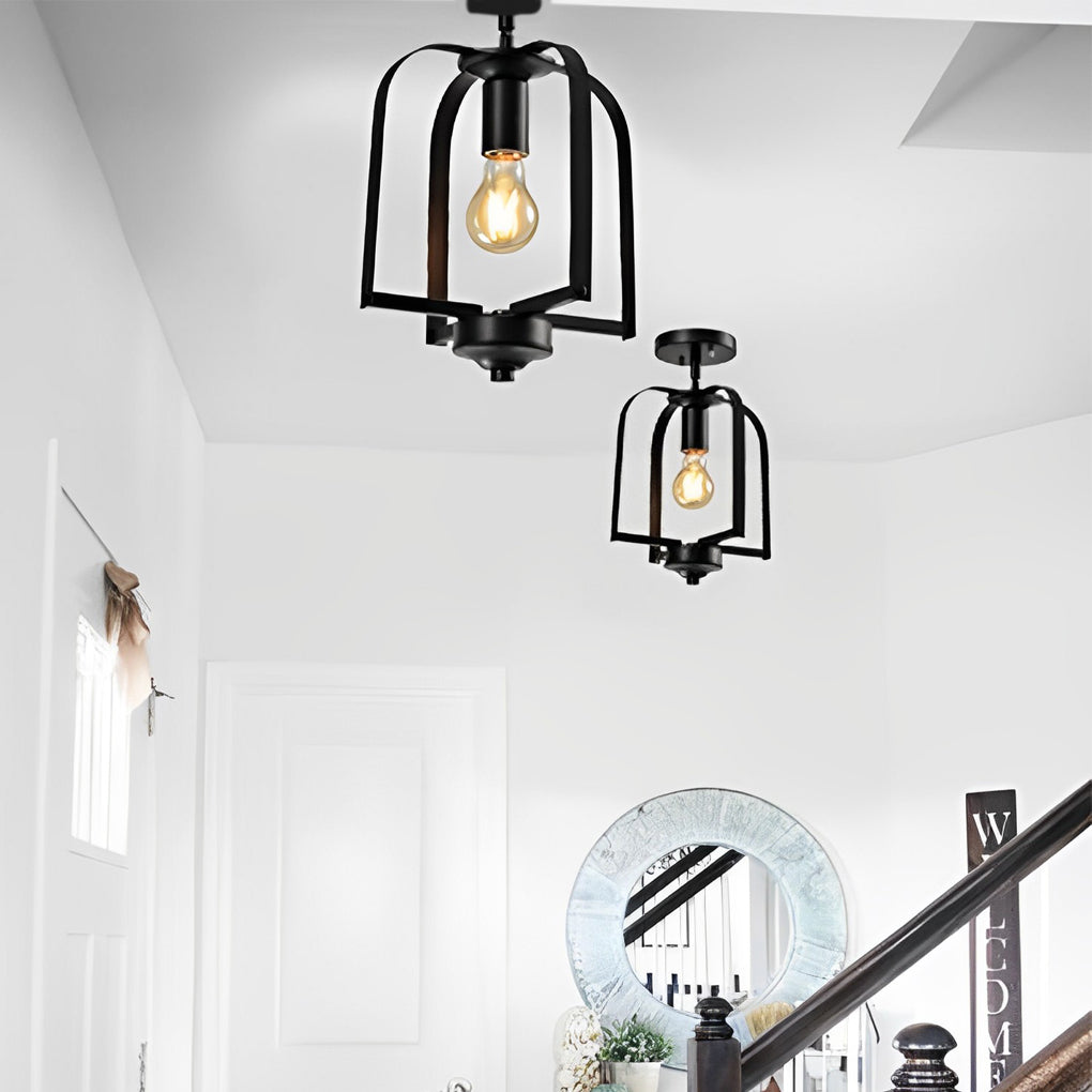 Rustic Iron Cage Chandelier Light Fixture for Country-Style Home Decor