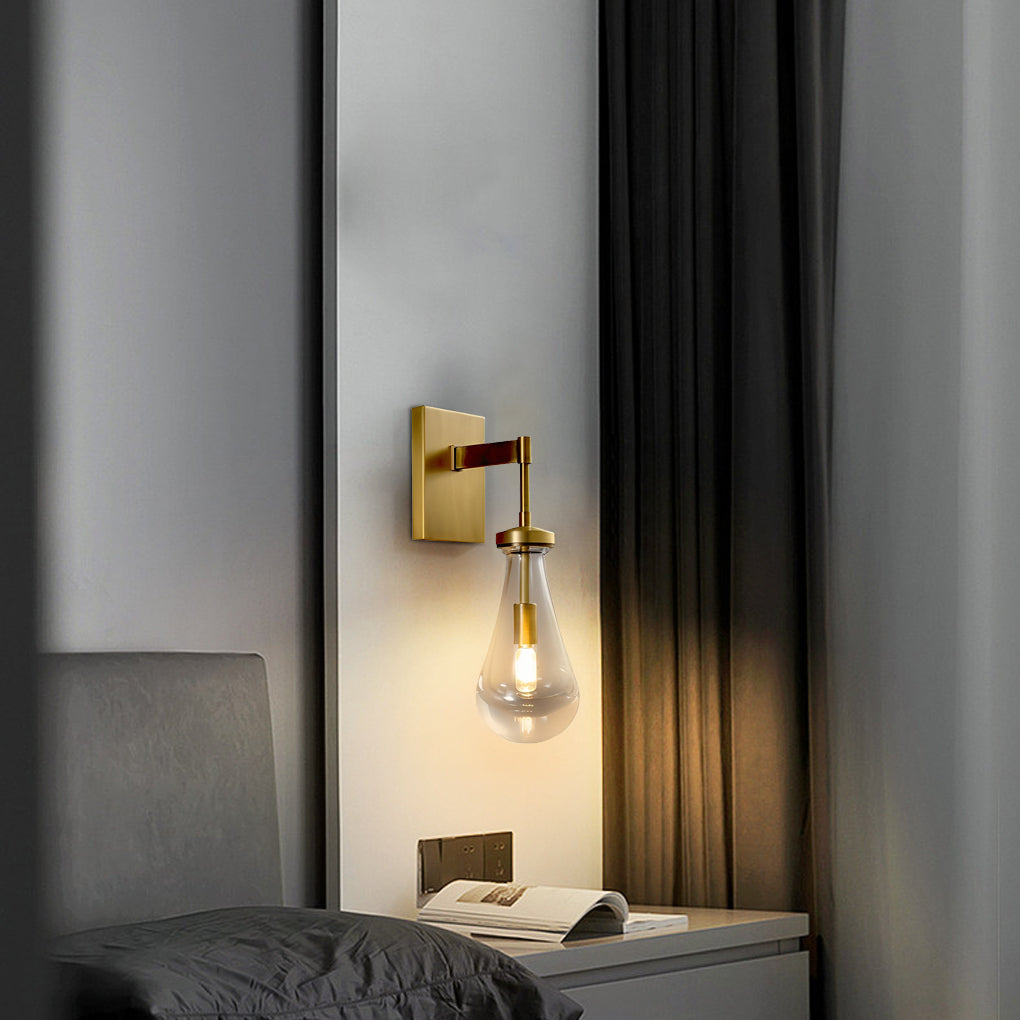 Minimalist Copper Water Drop Crystal Wall Sconce for Modern Interiors