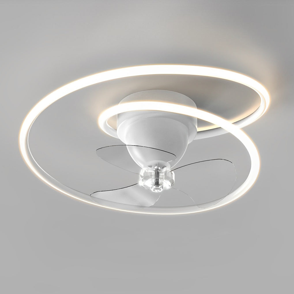 Modern White LED Ceiling Fan Light with 360° Rotation & Dimming