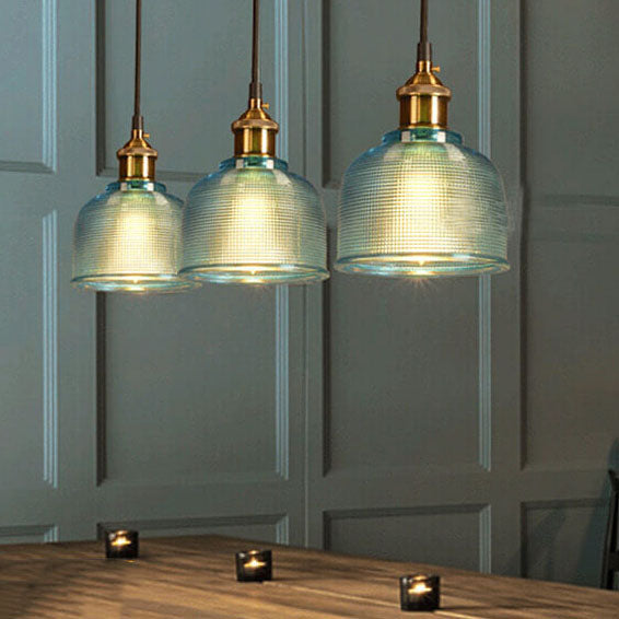 Antique Textured Lattice Glass Pendant Light for Vintage Home Decor