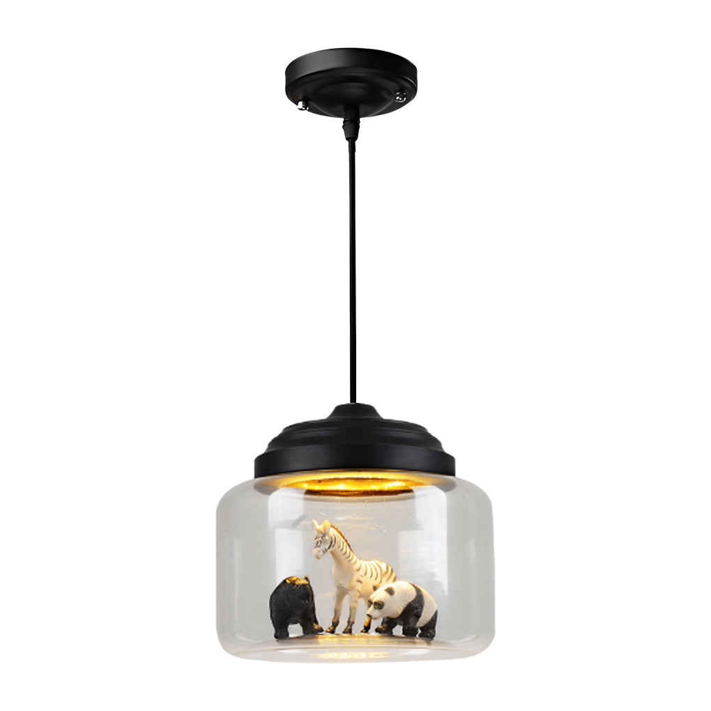 Modern Black Glass Jar LED Pendant Light for Home Decor and Offices