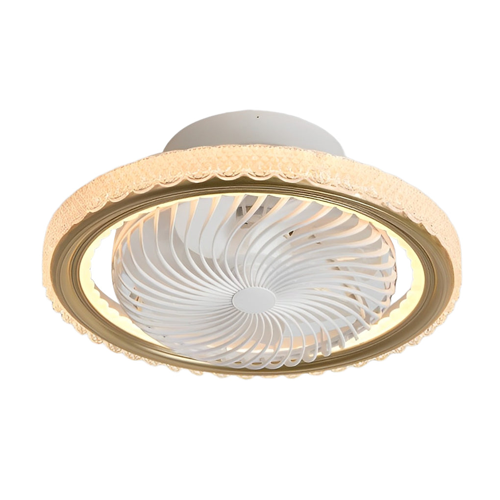 Stylish Bladeless LED Ceiling Fan with Round Mute Timing, 3-Step Dimming