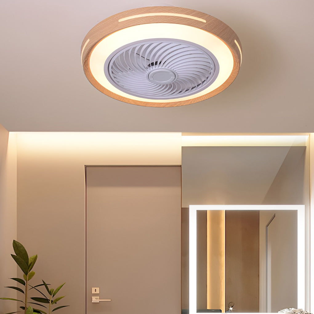 Sleek White Ultra-Thin LED Bladeless Ceiling Fan with Remote for Home