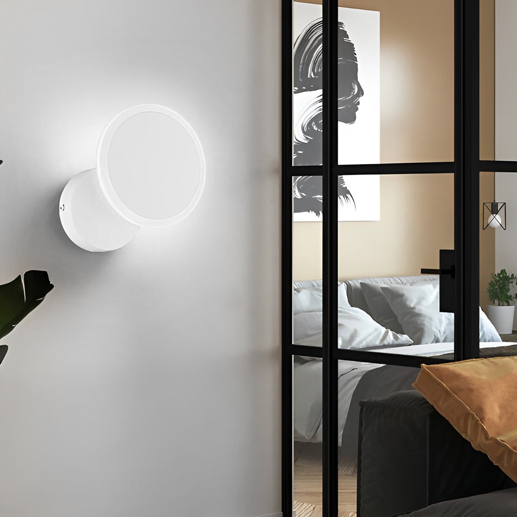 Modern White Acrylic Round Rotatable LED Wall Sconce for Living Room