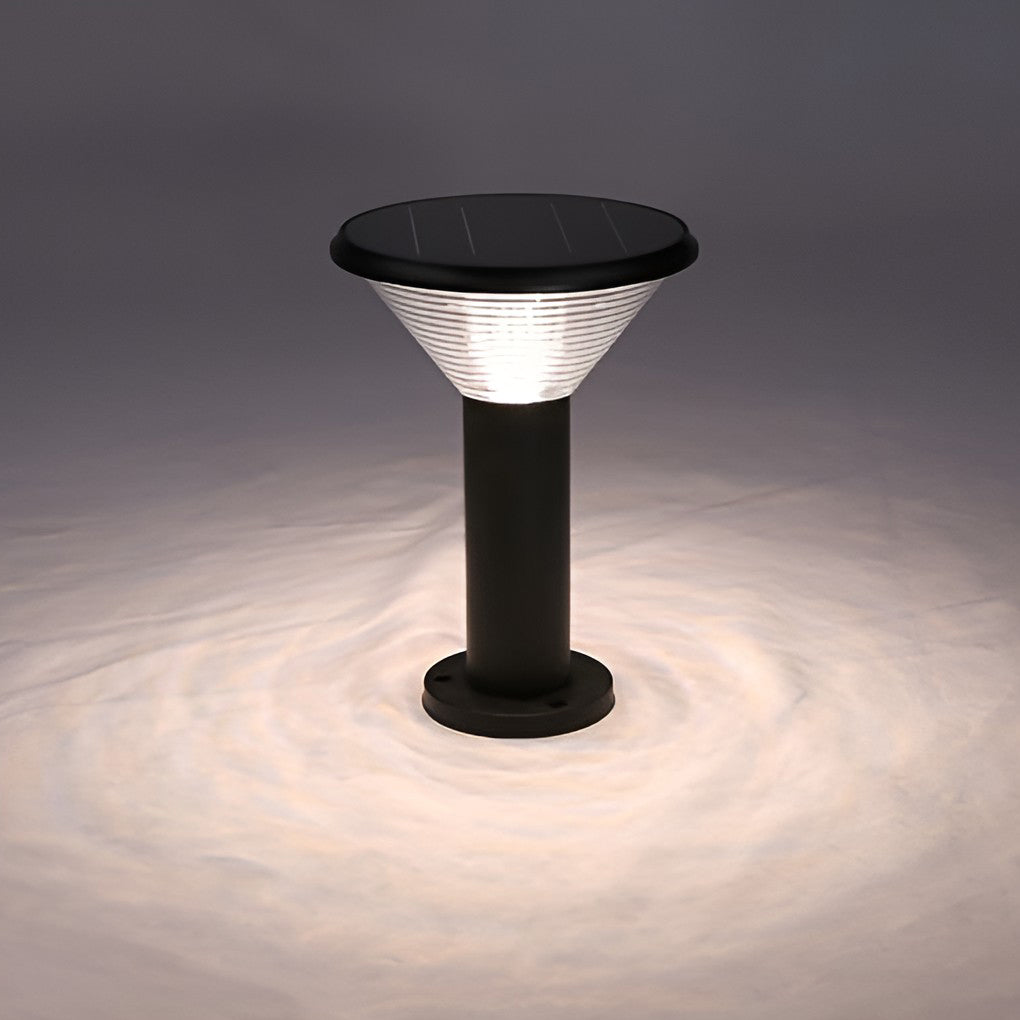 Sleek Black Cylindrical Solar LED Pathway Light for Outdoor Gardens