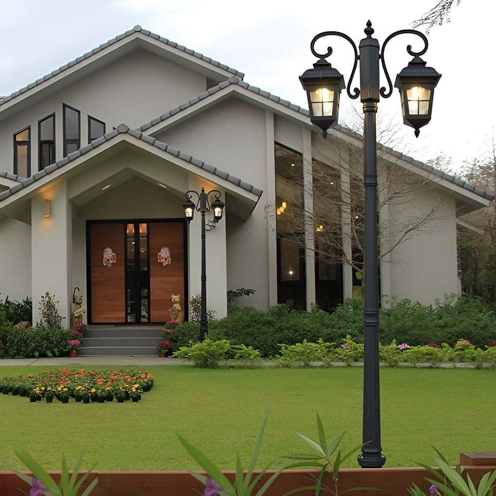 Elegant Waterproof Black Metal European-Style Outdoor Light Post