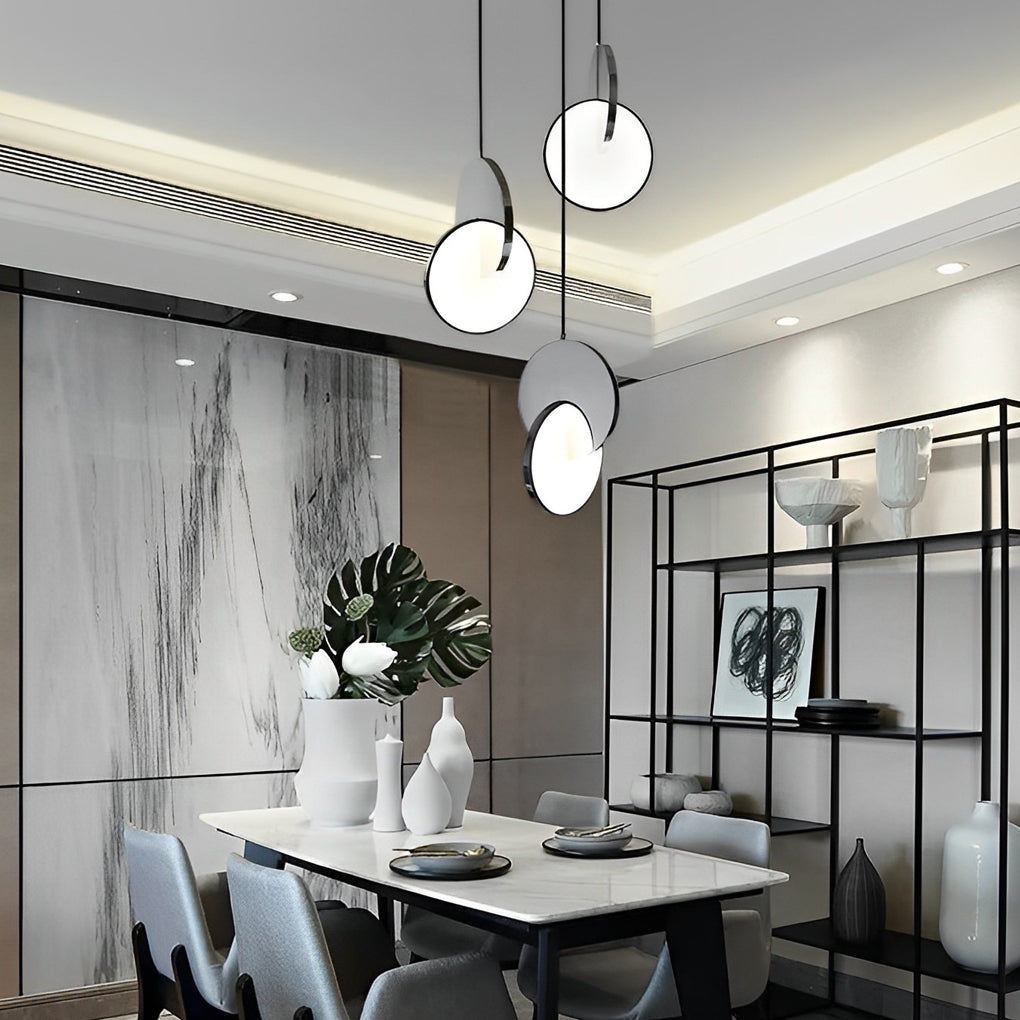Post-Modern Round Stainless Steel LED Acrylic Pendant Light for Living Room