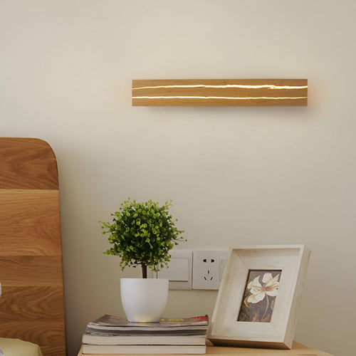 Adjustable Dark Wood LED Wall Lamp with Three Dimming Levels for Modern Living Spaces