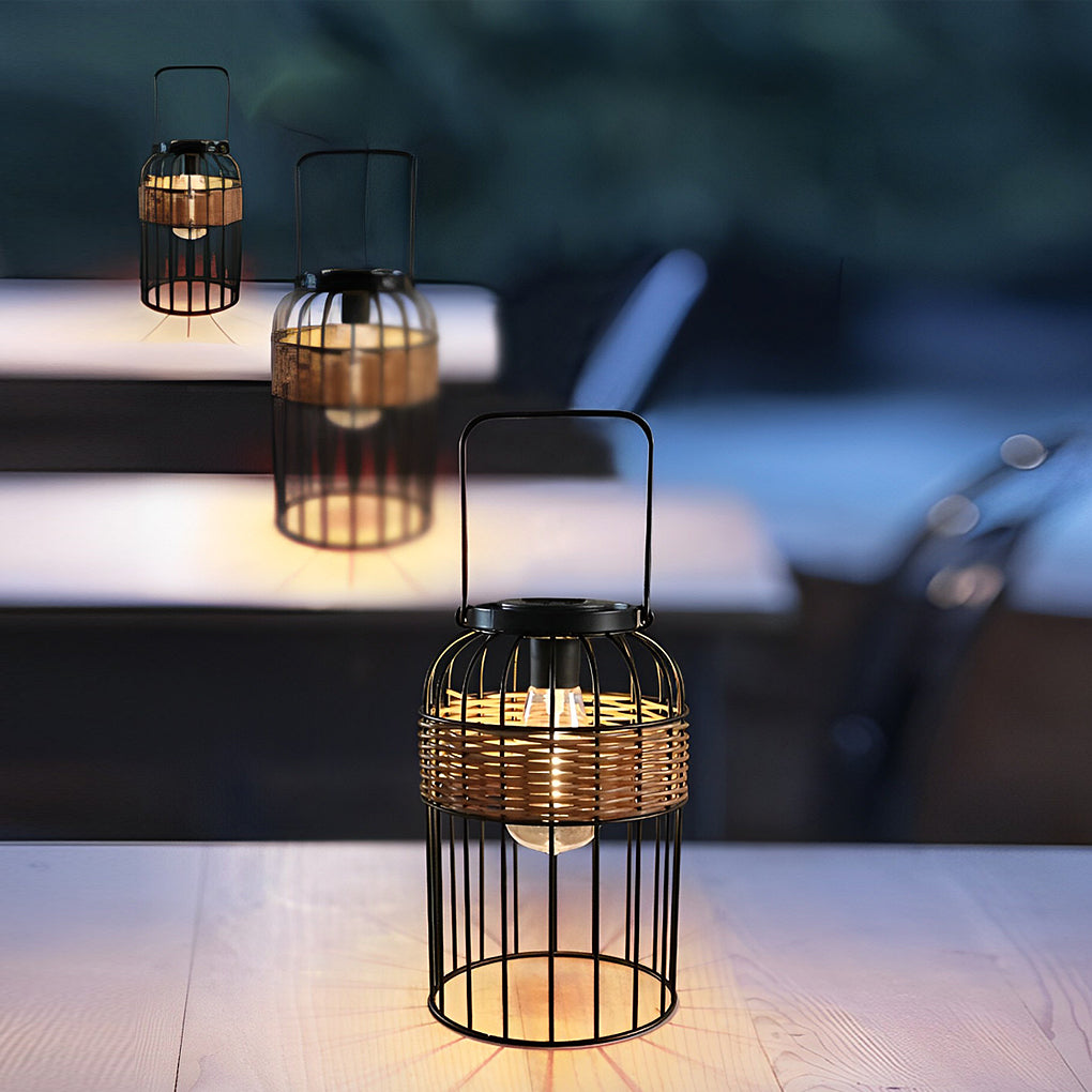 Waterproof Rattan Solar Lantern Night Light for Outdoor Garden Decor