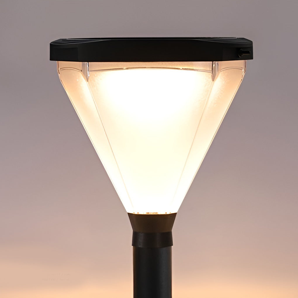 Sleek Gray Cone-Shaped LED Solar Path Light for Eco-Friendly Outdoors